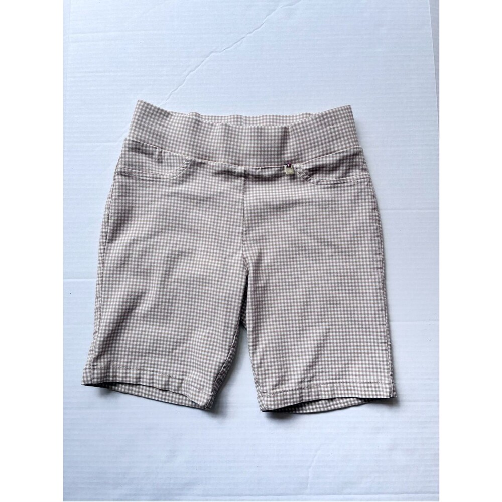Tommy Hilfiger - Pull On‎ Bermuda Stretch Shorts - Size 10 - Gingham Tan White